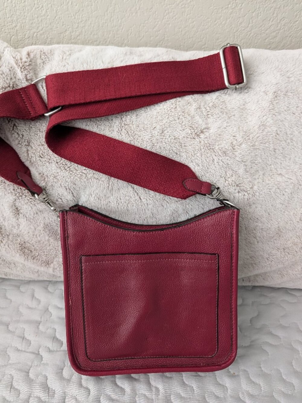 J. Jill Julianna Red Leather Crossbody Bag with Wide Guitar Strap